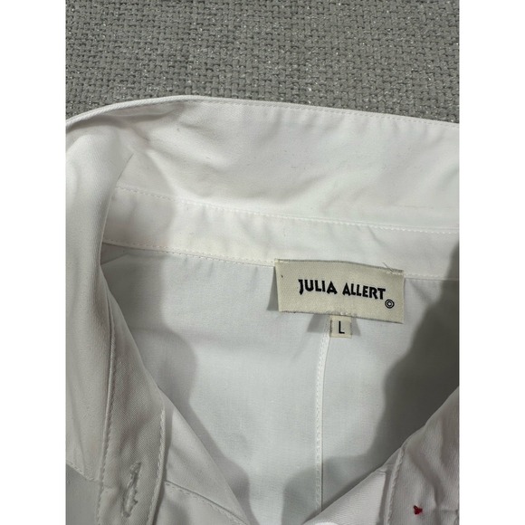 Julia Allert Shirt Womens Large White Oversized Long Sleeve Shirt Embroidery - Picture 11 of 12